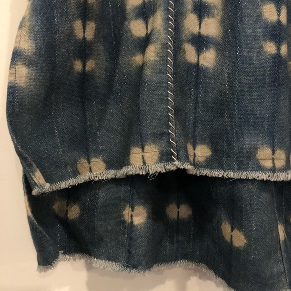 Adam Lippes Metallic Tie-Dyed Denim Top shibori - Picture 7 of 8